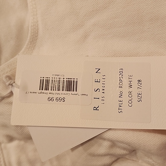 NWT RISEN Jeans With Tummy Control Mid Rise Straight Jeans White Size 7/28 - Picture 7 of 12